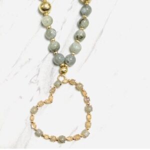 Laboradite Stone Heart Necklace by Anita K USA
